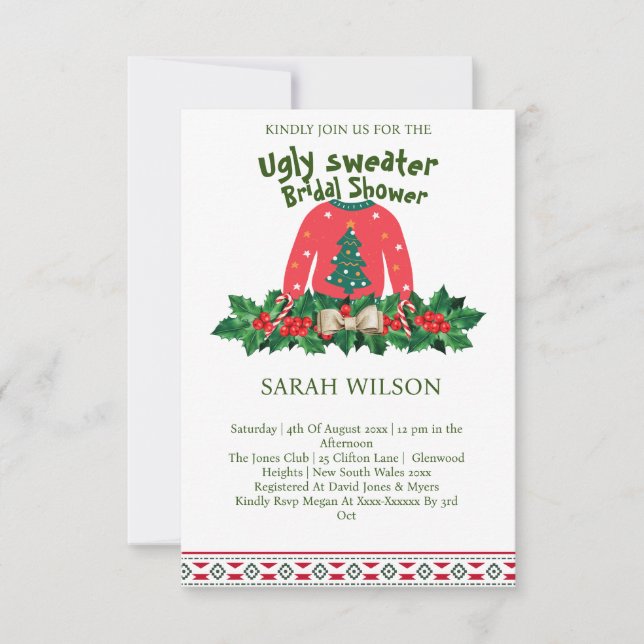 Winter Cute Ugly Sweater Baby Shower  Invitation (Front)