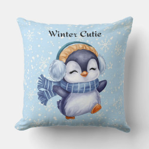 Winter Cutie Cute Penguin Decorative Pillow