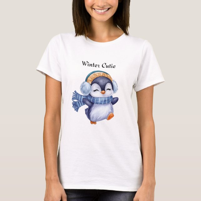 Winter Cutie | Cute Penguin Winter T-Shirt (Front)