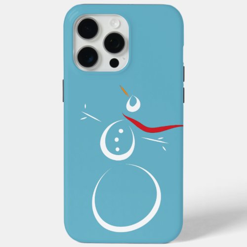Winter Cyan Cute Snowman iPhone 15 Pro Max Case