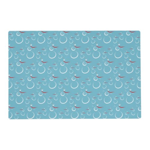 Winter Cyan Cute Snowman Family Pattern Placemat