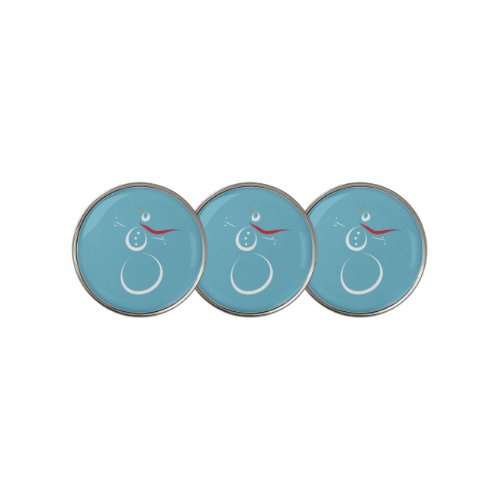 Winter Cyan Cute Snowman Golf Ball Marker