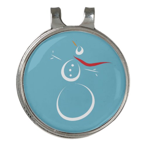 Winter Cyan Cute Snowman Golf Hat Clip