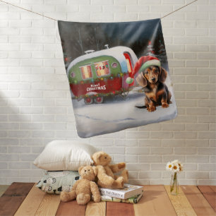 Winter Dachshund Caravan Christmas Adventure Baby Blanket