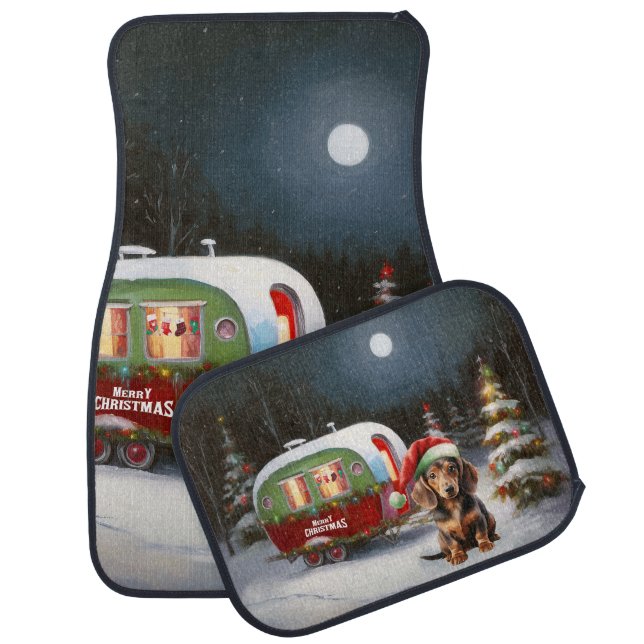 Winter Dachshund Caravan Christmas Adventure  Car Floor Mat (Set)