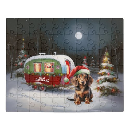 Winter Dachshund Caravan Christmas Adventure  Jigsaw Puzzle