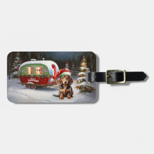 Winter Dachshund Caravan Christmas Adventure  Luggage Tag