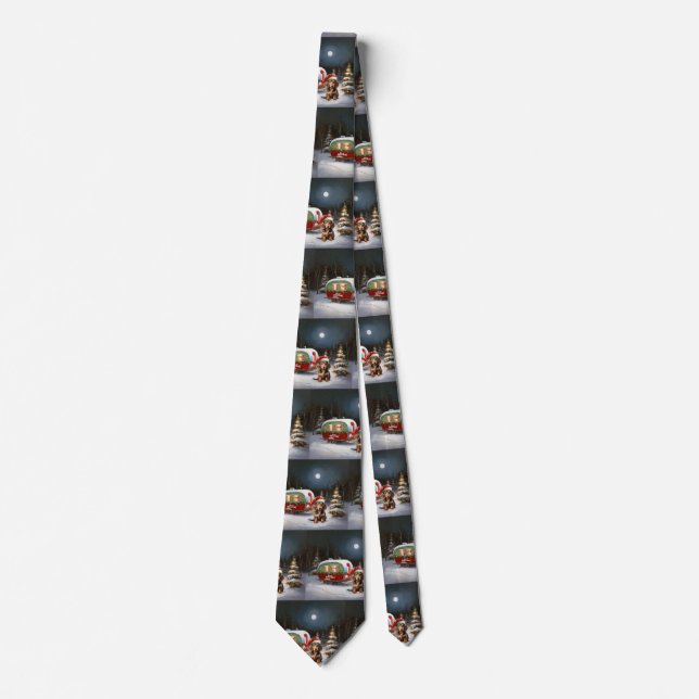 Winter Dachshund Caravan Christmas Adventure  Neck Tie (Front)