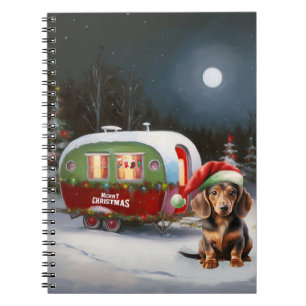 Winter Dachshund Caravan Christmas Adventure  Notebook