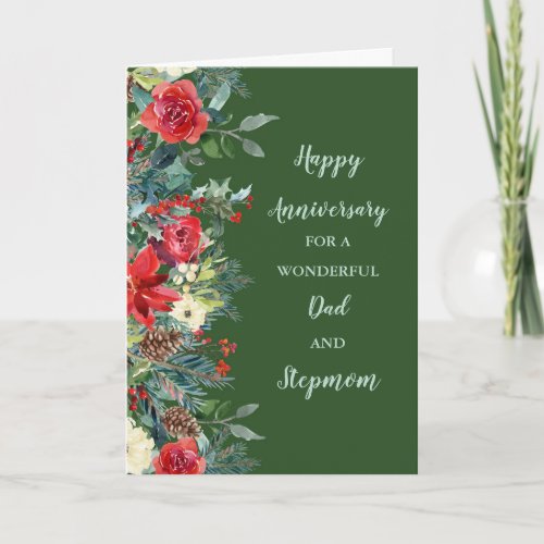 Winter Dad  and Stepmom Anniversary Card