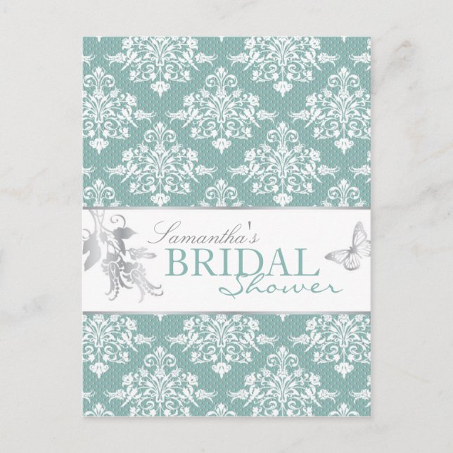 Winter Damask BRS Invitation Postcard (Front)