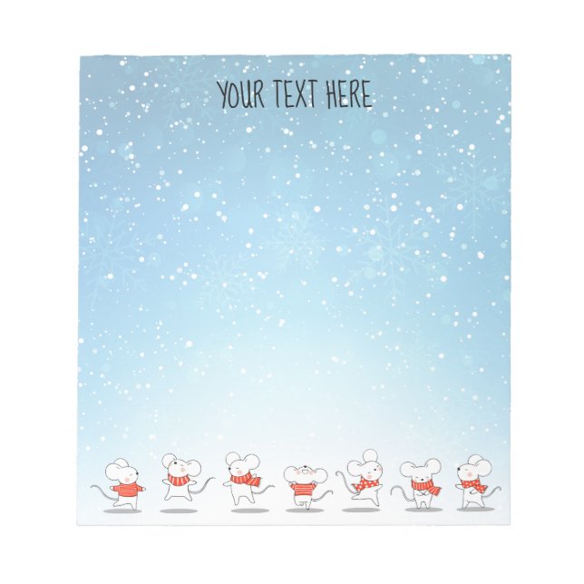 Winter Dance Mice Notepad (Front)