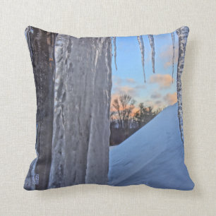 Winter Dawn Icicles Throw Pillow