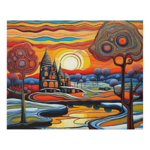 Winter day at sunset 14 faux canvas print