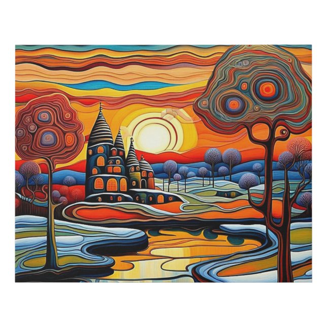 Winter day at sunset 14 faux canvas print (Front)