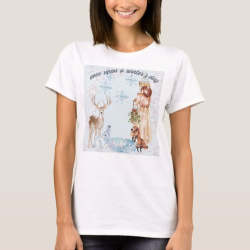 Winter Day Fox Rabbit Deer T_Shirt