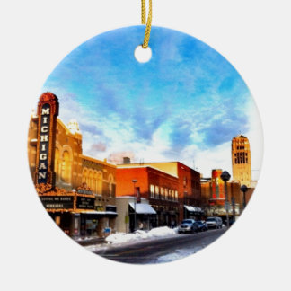 Winter Day In Ann Arbor Ceramic Ornament