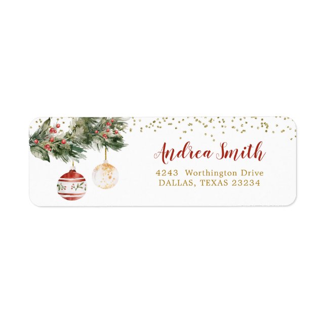 Winter Deck the Halls Bridal Shower Address Label (Front)