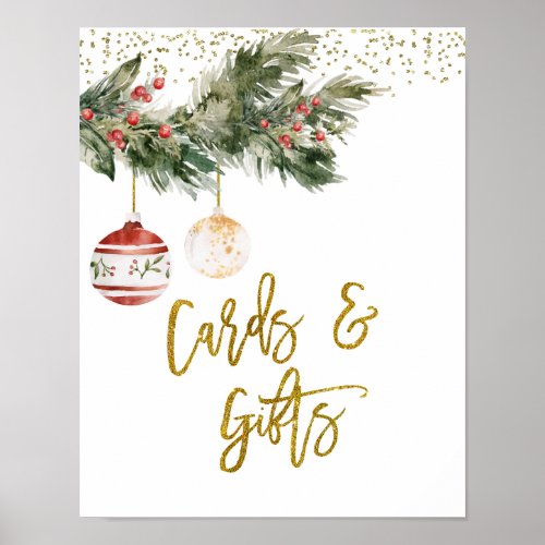 Winter Deck the Halls Bridal Shower Cards  Gifts Poster