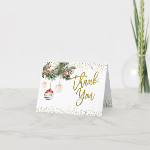 Winter Deck the Halls Bridal Shower Folded Letterpress Thank You Card