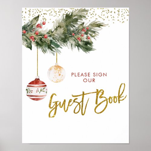 Winter Deck the Halls Bridal Shower Guest Book