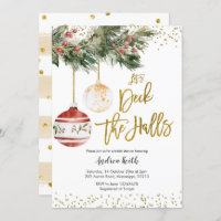 Winter Deck the Halls Bridal Shower Invitation