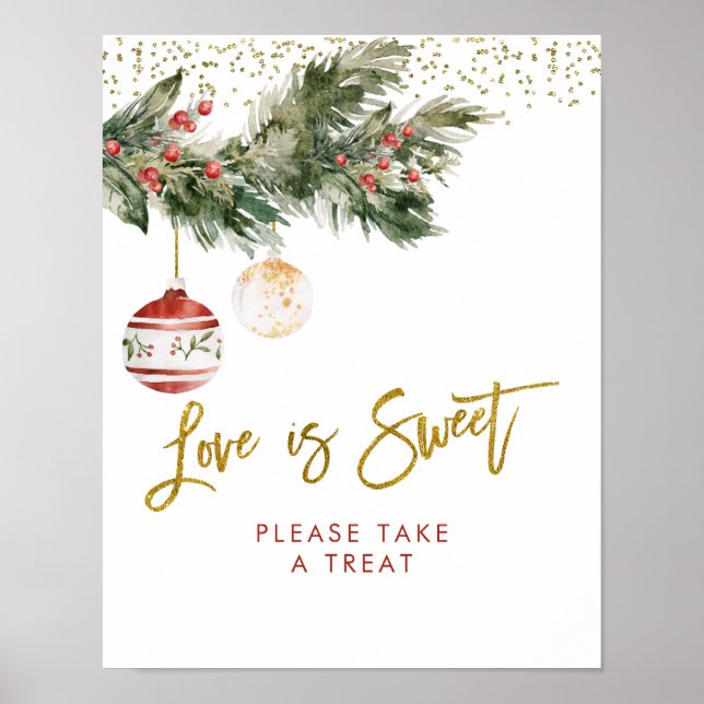 Winter Deck the Halls Bridal Shower Love is Sweet Poster (Front)