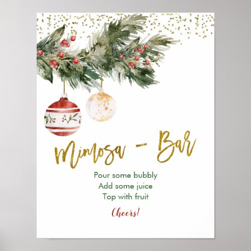 Winter Deck the Halls Bridal Shower Mimosa Bar Poster