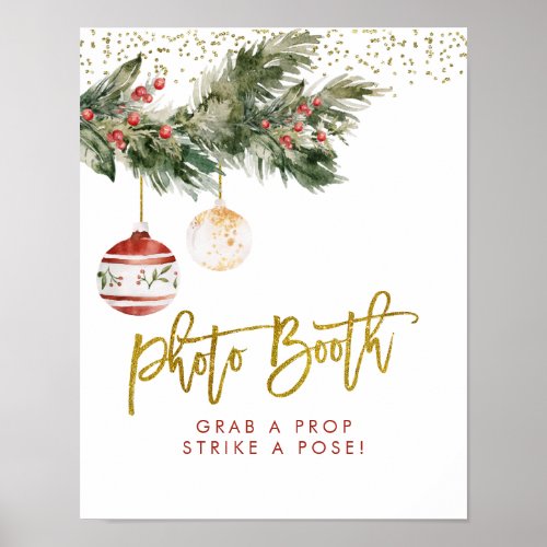 Winter Deck the Halls Bridal Shower Photo booth Poster