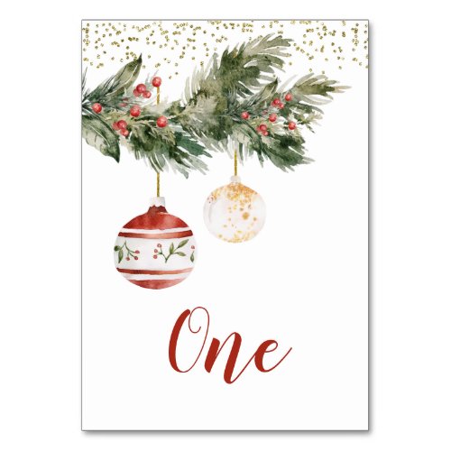 Winter Deck the Halls Bridal Shower Table Number