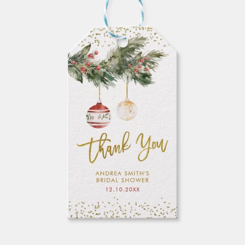 Winter Deck the Halls Bridal Shower Thank You Gift Tags