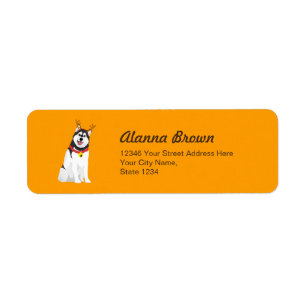 Winter Deer Alaskan Malamute Dog for Dog Lovers Label
