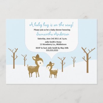 Winter Deer And Fawn Baby Shower Invite - Boy by oddowl at Zazzle