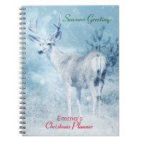 Winter Deer and Pine Trees Christmas Planner Notebook