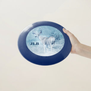Winter Deer and Pine Trees Monogram Wham-O Frisbee