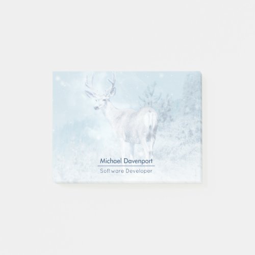 Winter Deer and Pine Trees Personalized Post_it Notes