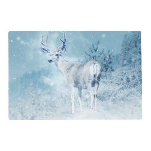 Winter Deer and Pine Trees Placemat