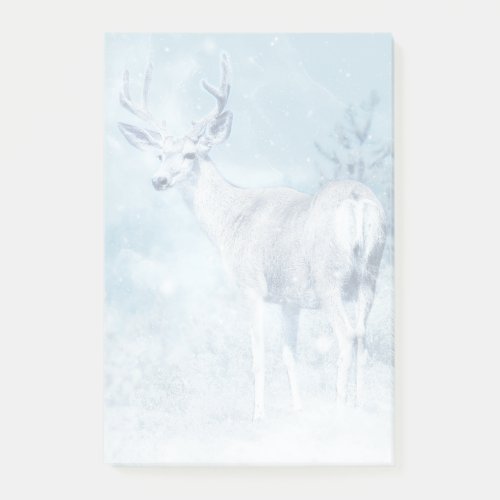 Winter Deer and Pine Trees Post_it Notes