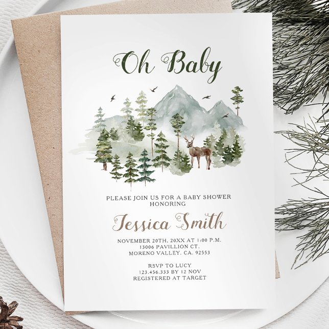Winter Deer Animals Woodland Boy Baby Shower Invitation (Creator Uploaded)