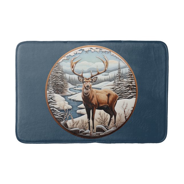 Winter Deer Bath Mat (Front)