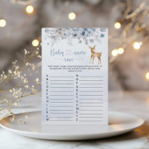 Winter Deer blue baby name race baby shower game