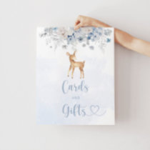 Winter deer blue boy baby shower cards and gifts poster