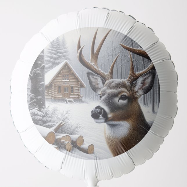 Winter deer/Buck art Balloon (Front)