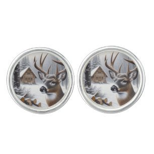 Winter deer/Buck art Cufflinks
