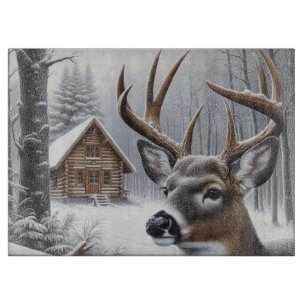 Winter deer/Buck art Cutting Board