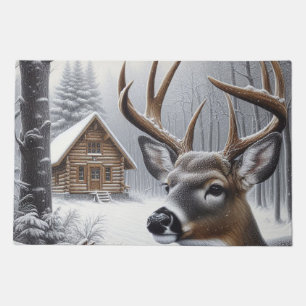 Winter deer/Buck art Doormat