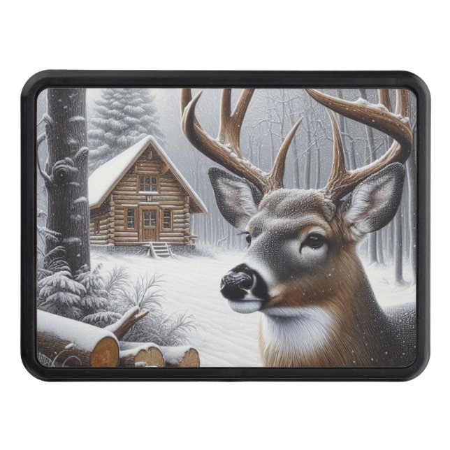 Winter deer/Buck art Hitch Cover (Front)