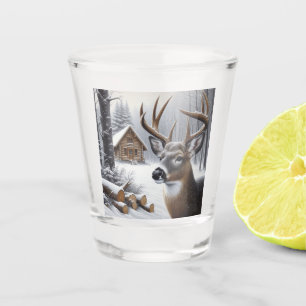 Winter deer/Buck art Shot Glass