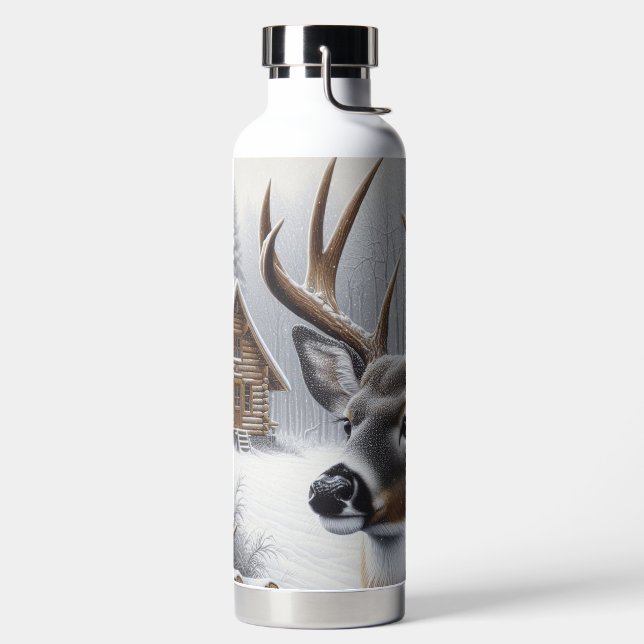 Winter deer/Buck art Water Bottle (Left)