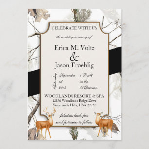 Winter Deer Camouflage Wedding Invitation